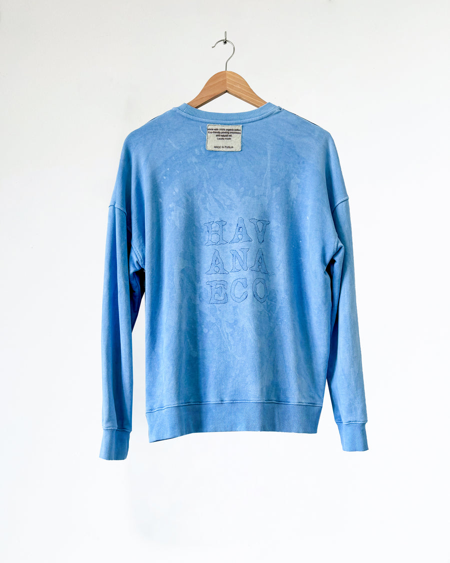 Felpa manica lunga girocollo 100% cotone con tintura artigianale