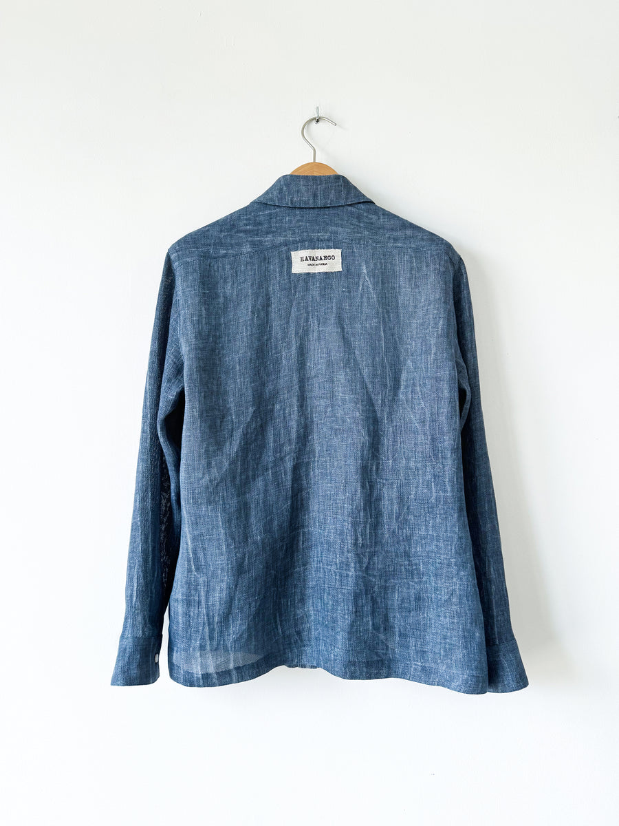 Giacca camicia in 100% lino effetto delavè